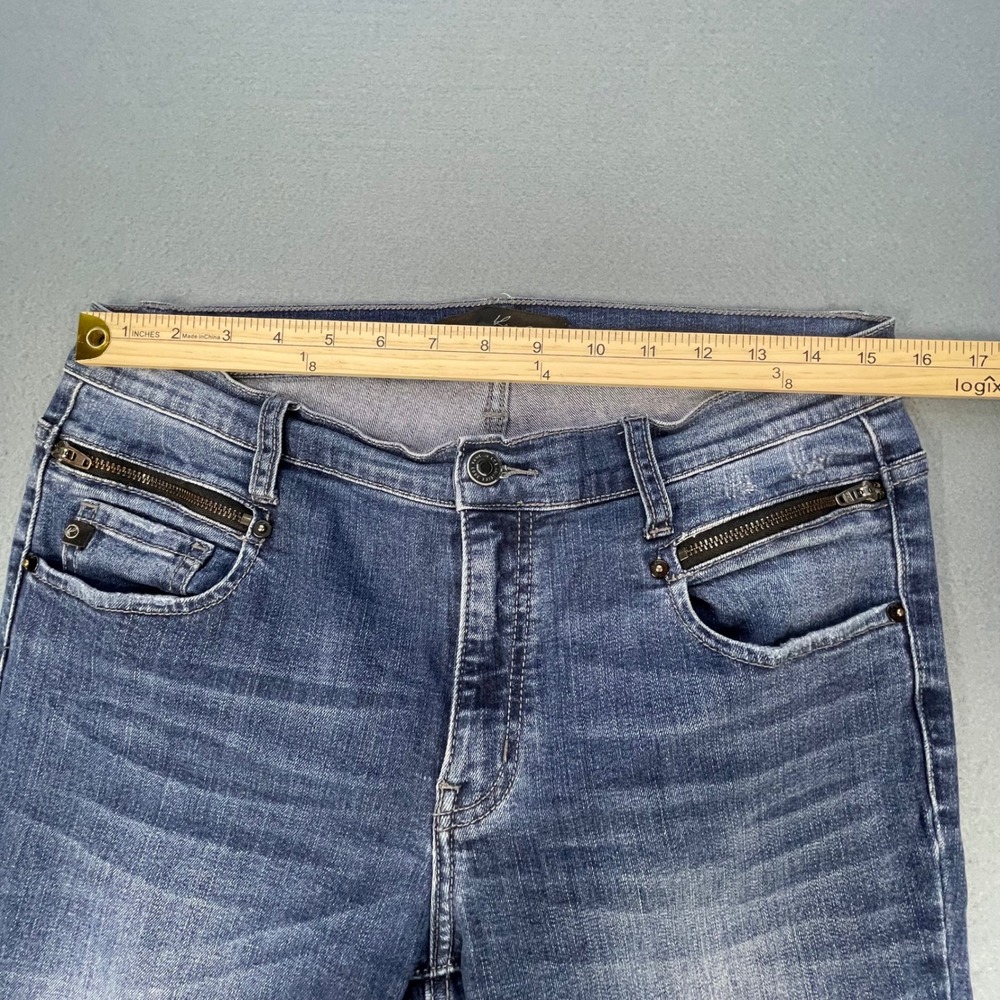 KanCan Blue Skinny Jeans Distressed Whiskered Zipper Pockets Womens 29 - Picture 6 of 9